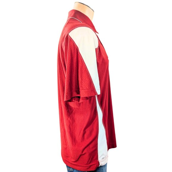SOLD Arkansas Razorbacks Medium Red Colorblock Nike Dri-Fit Short Sleeve Polo - Picture 3 of 9
